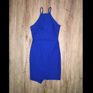 Blue halter fitted dress
